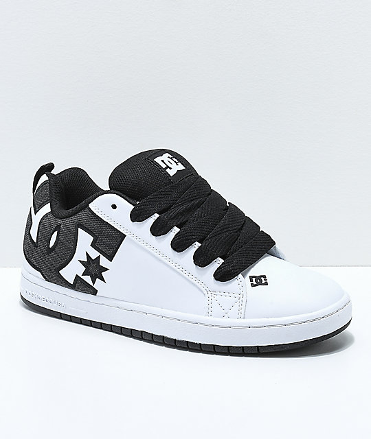DC Court Graffik SE White &amp; Black Skate Shoes Zumiez