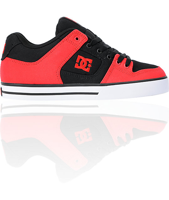 red and black canvas shoes