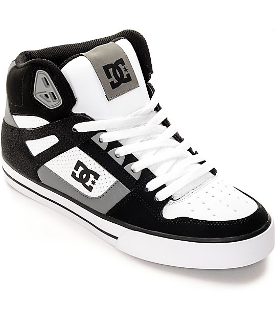 DC Spartan Hi Black, Grey & White Skate Shoes | Zumiez