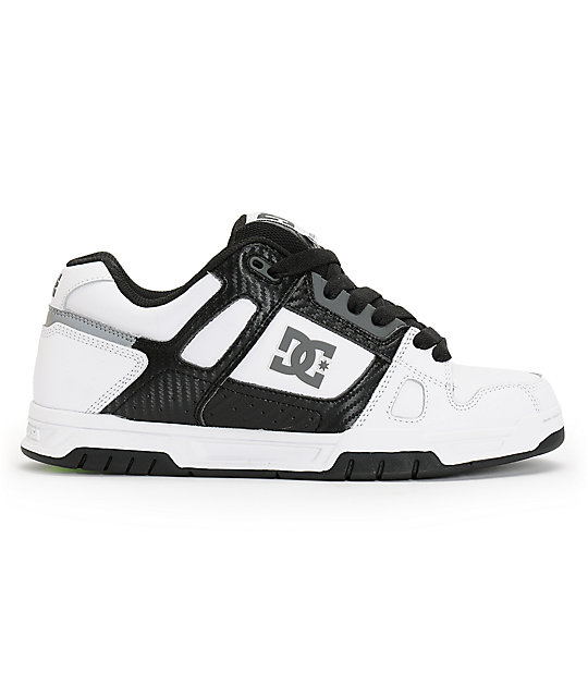 DC Stag White, Black, &amp; Carbon Fiber Skate Shoes Zumiez