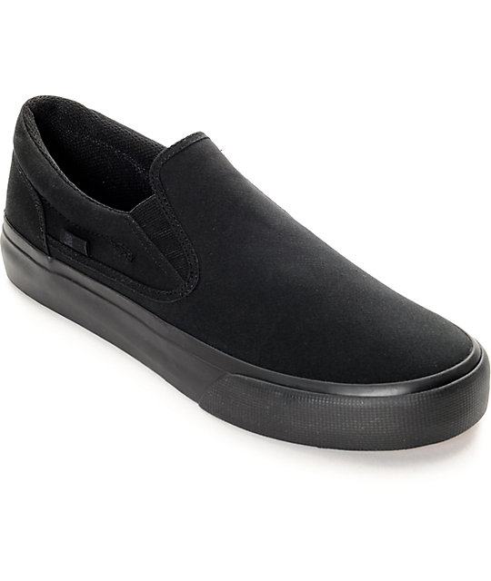 DC Trase Black Canvas Slip On Shoes at Zumiez : PDP