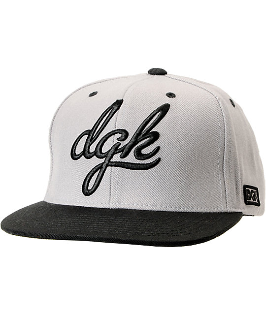 DGK Cursive Grey & Black Snapback Hat