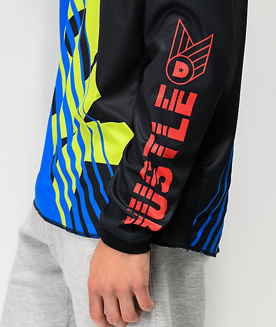 black and neon green long sleeve shirt