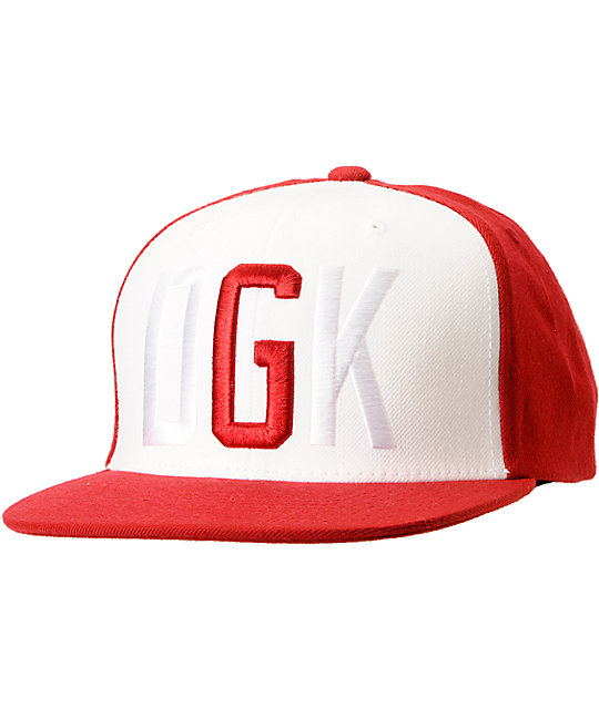 red and white snapback hat