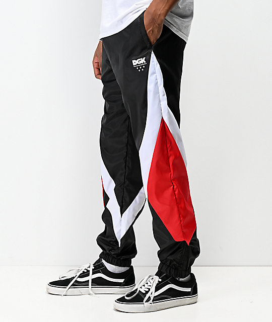 black and red track pants