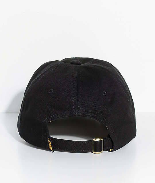 black strapback cap