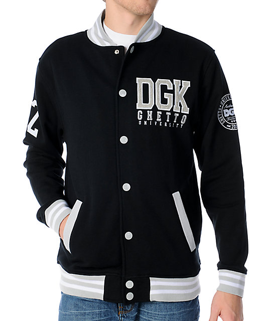 DGK Scholar Black Snap Up Varsity Fleece Jacket | Zumiez