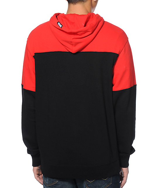 red and black pullover