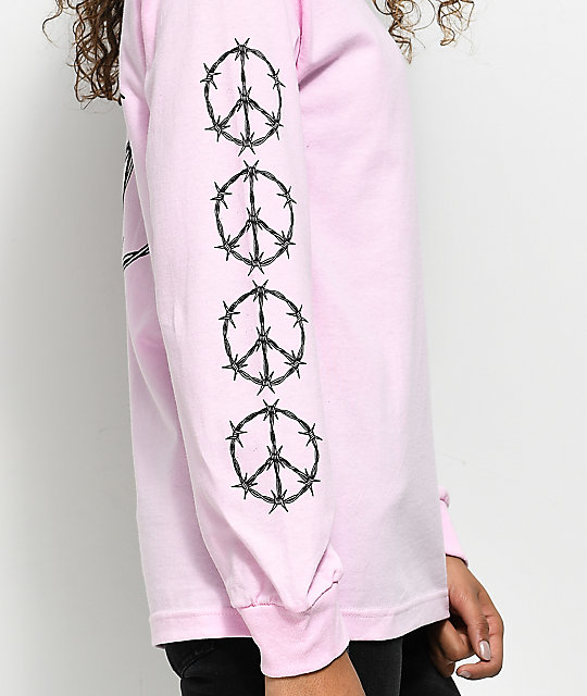 DROPOUT CLUB INTL. Barbed Wire Peace Pink Long Sleeve T-Shirt | Zumiez