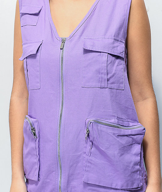 Daisy Street Purple Utility Vest | Zumiez