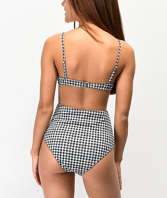 high waisted checkered bikini bottoms