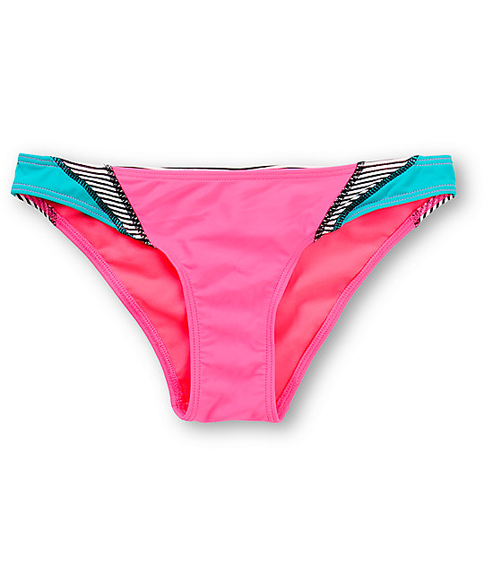 Damsel Jade & Pink Colorblock Basic Bikini Bottom | Zumiez