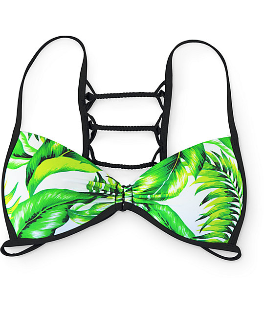 Damsel Leaves White Mold Ladderback Bikini Top | Zumiez