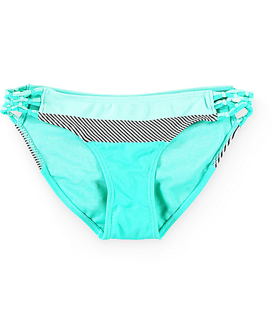 Damsel Stripe Colorblock Macrambe Tab Side Bikini Bottom | Zumiez