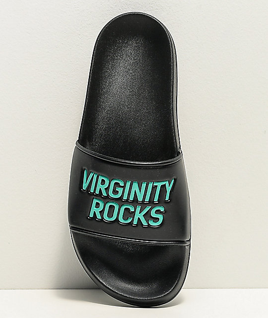 Danny Duncan Virginity Rocks Black & Blue Slide Sandals Zumiez.ca