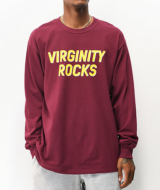 virginity rocks maroon moletom com capuz