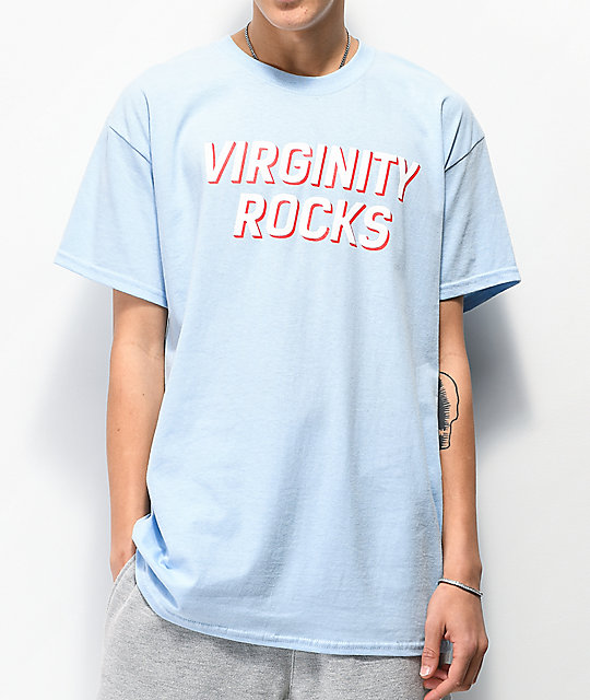 Virginity Rocks Light Blue Hoodie Flash 
