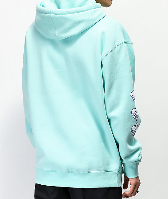 mint blue hoodie