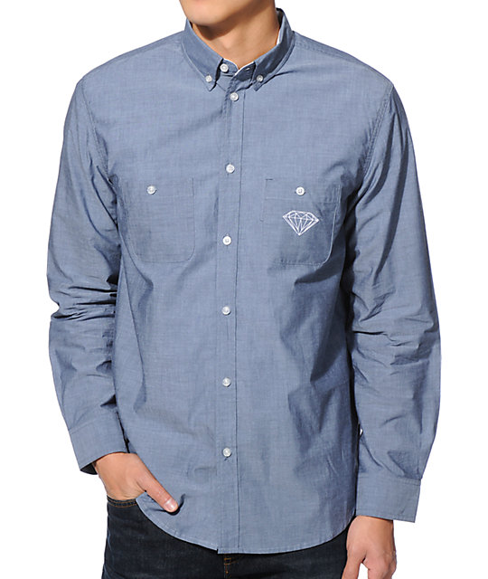 Diamond Supply Co Brilliant Blue Chambray Button Up Shirt | Zumiez