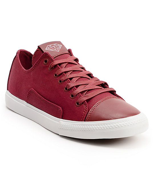 Diamond Supply Co Brilliant Low Red Canvas Skate Shoes