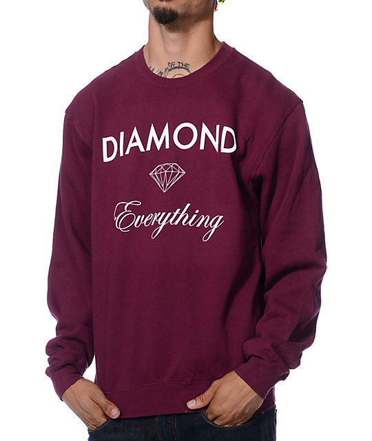 diamond supply co burgundy hoodie