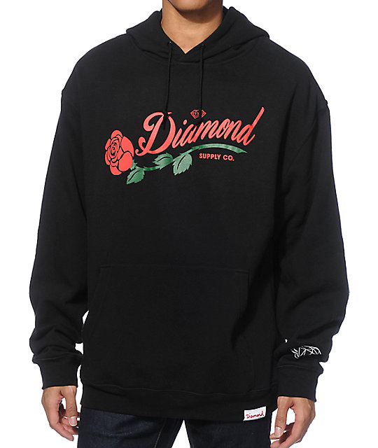 diamond supply co rose hoodie