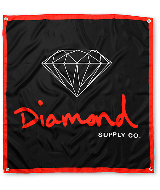 Diamond Supply Co OG Logo Black Red Banner Zumiez