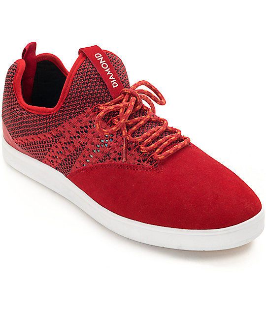 Diamond Supply Co. All Day Red & White Suede Skate Shoes | Zumiez