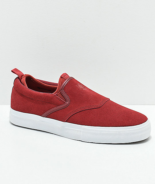 burgundy slip on shoes