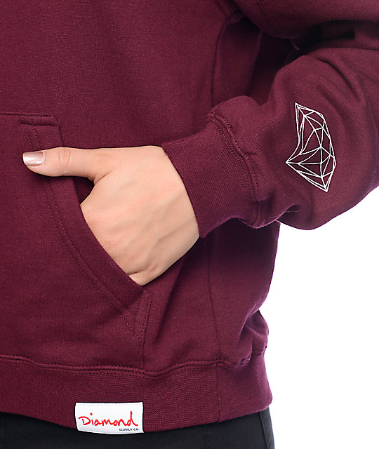 diamond supply co maroon hoodie