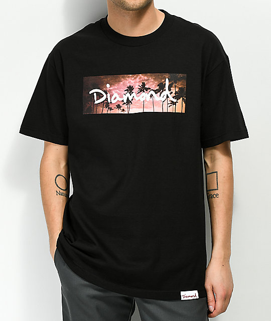 Diamond Supply Co. Sunset Palms Black T-Shirt | Zumiez