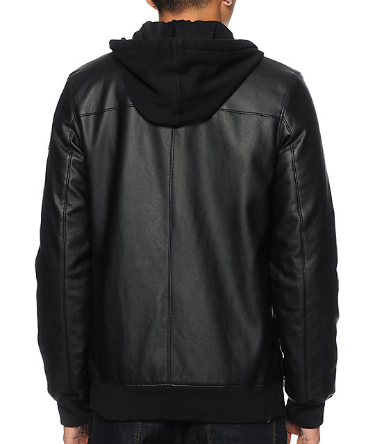 Dravis Conduct Faux Leather Hooded Jacket | Zumiez
