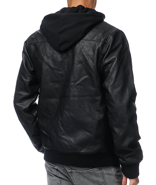 Dravus Assault Black Hooded Faux Leather Jacket | Zumiez