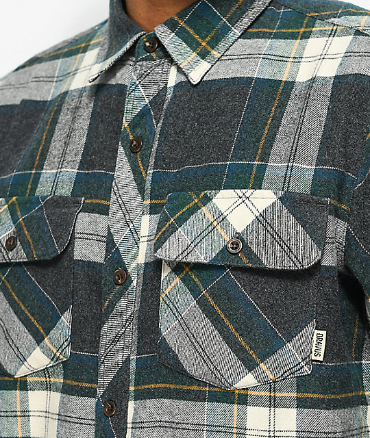 Dravus Beacon Oat, Charcoal & Green Flannel Shirt | Zumiez