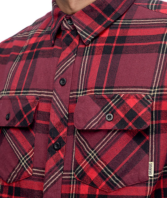 Dravus Brian Burgundy, Red & Black Flannel Shirt | Zumiez