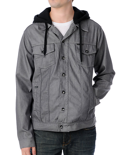 grey hooded jacket men's