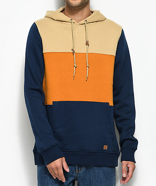 navy blue and orange hoodie