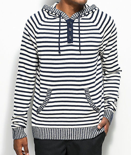 blue and white striped hoodie