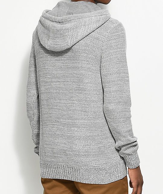 grey knit hoodie