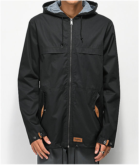 black lightweight jacket with hood