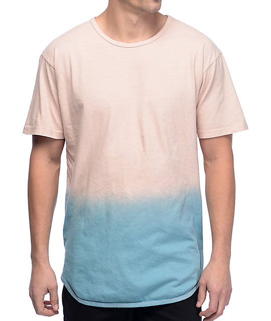 Eptm 2 Tone Dip Dye Dusty Pink Blue T Shirt