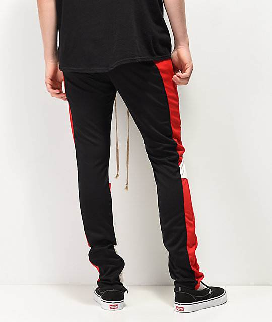 track pants black red