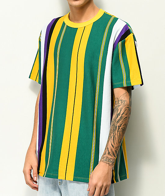 Eptm Green Yellow Purple Vertical Stripe T Shirt Zumiez