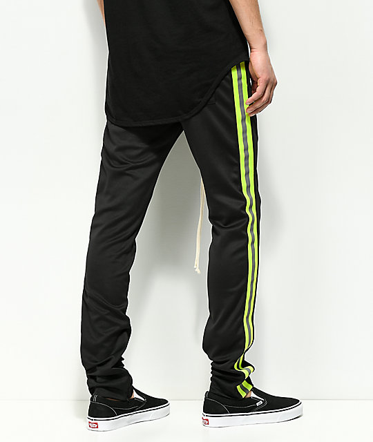 black reflective track pants