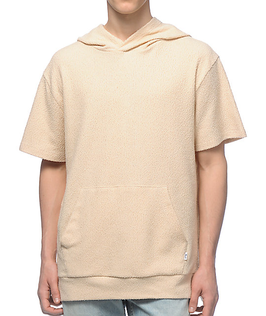 tan short sleeve hoodie