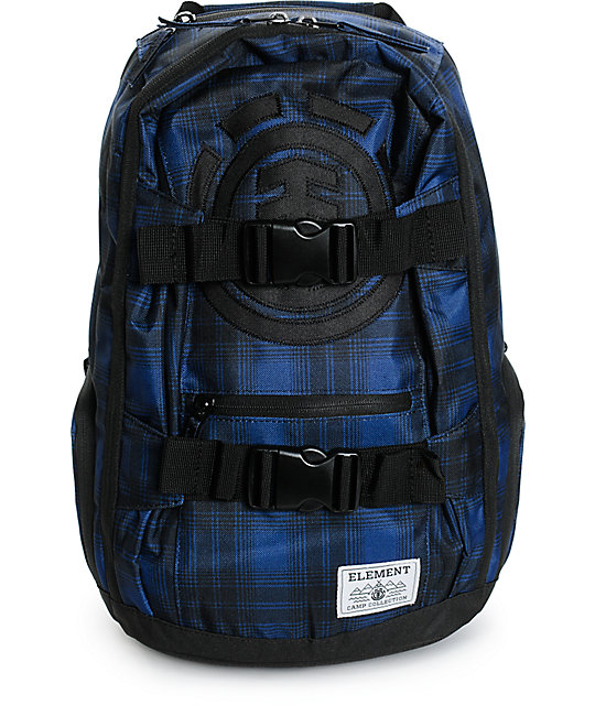 blue plaid backpack