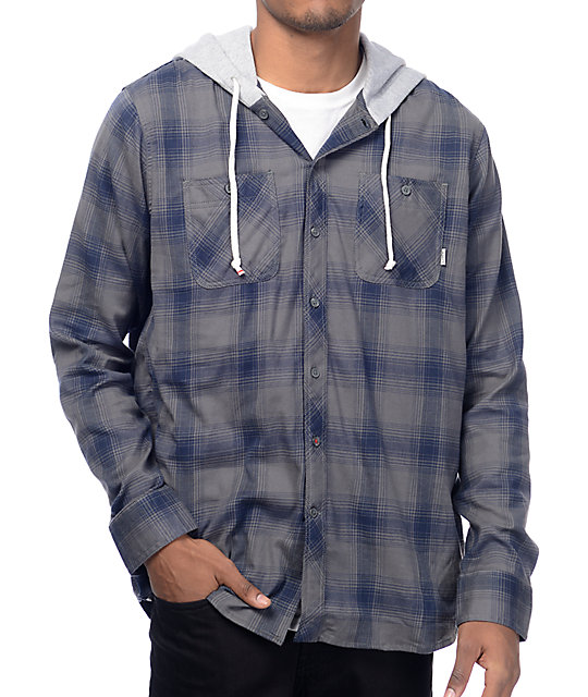 grey hooded flannel