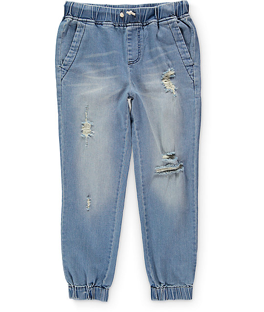 boys blue jean joggers