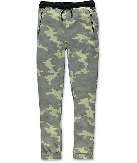 camo joggers with zippers