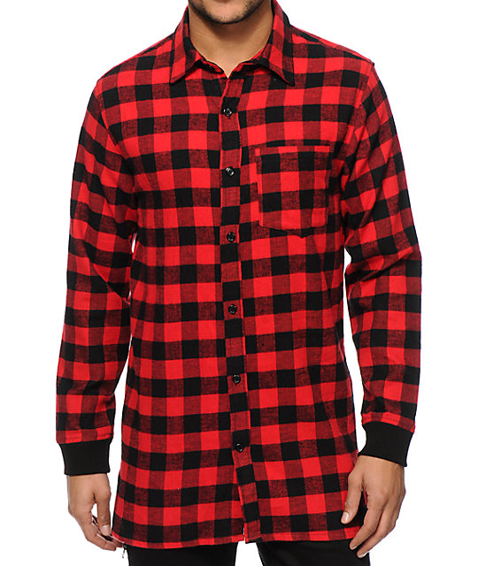 Elwood Extra Long Side Zip Flannel Shirt at Zumiez : PDP